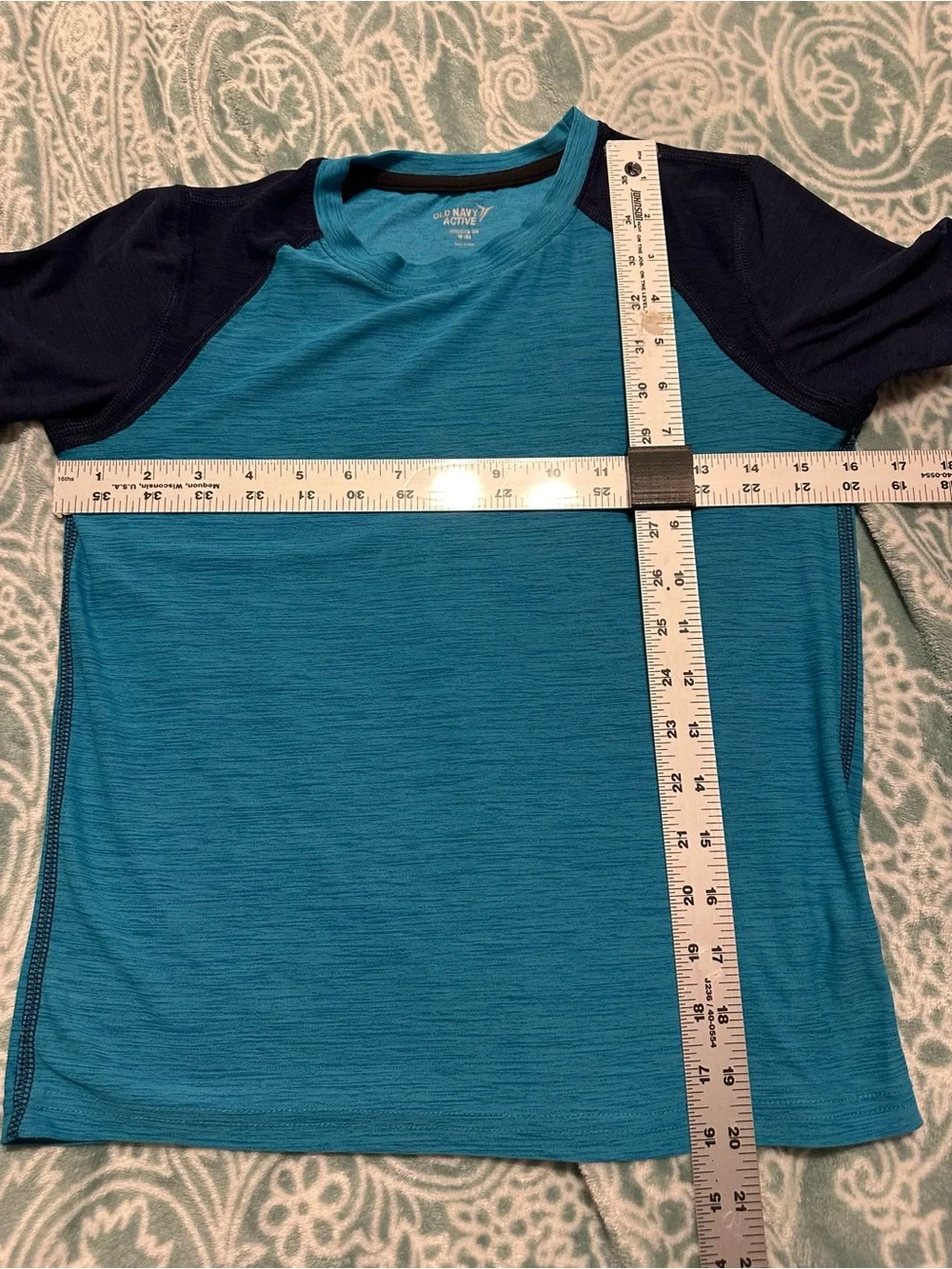 Boys Lot Carter's Yellow Dinosaur Raglan Tee & Old Navy Active Blue Raglan Tee